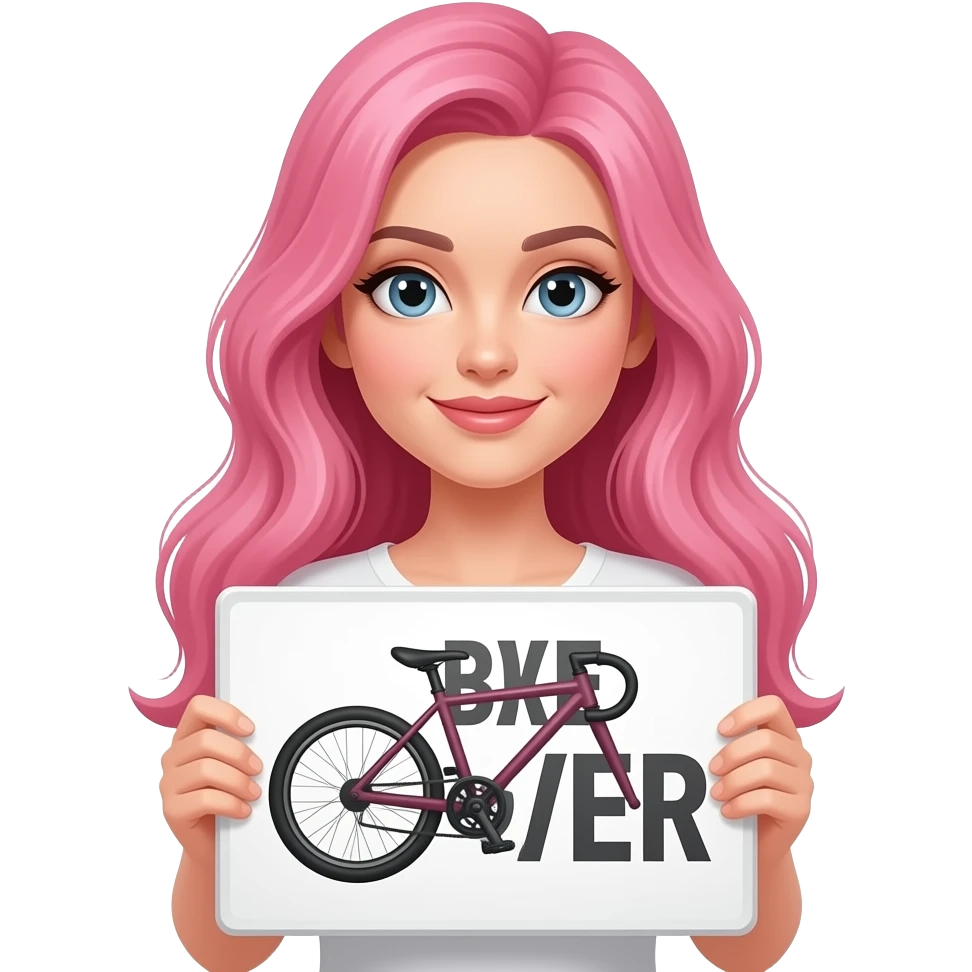 sexy girl with long pink hair holding a BIKE LOVER sign emoji