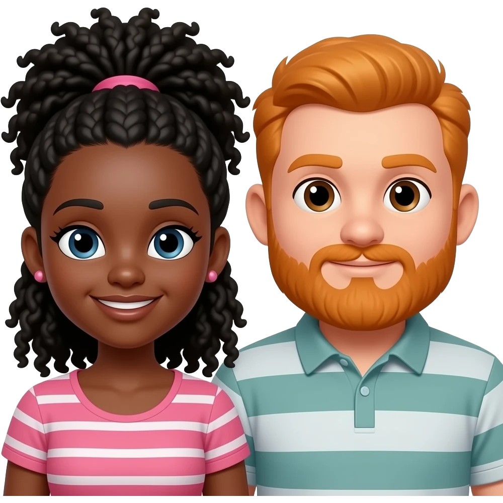 Black girl and orange  chubby head guy with beard  couple emoji