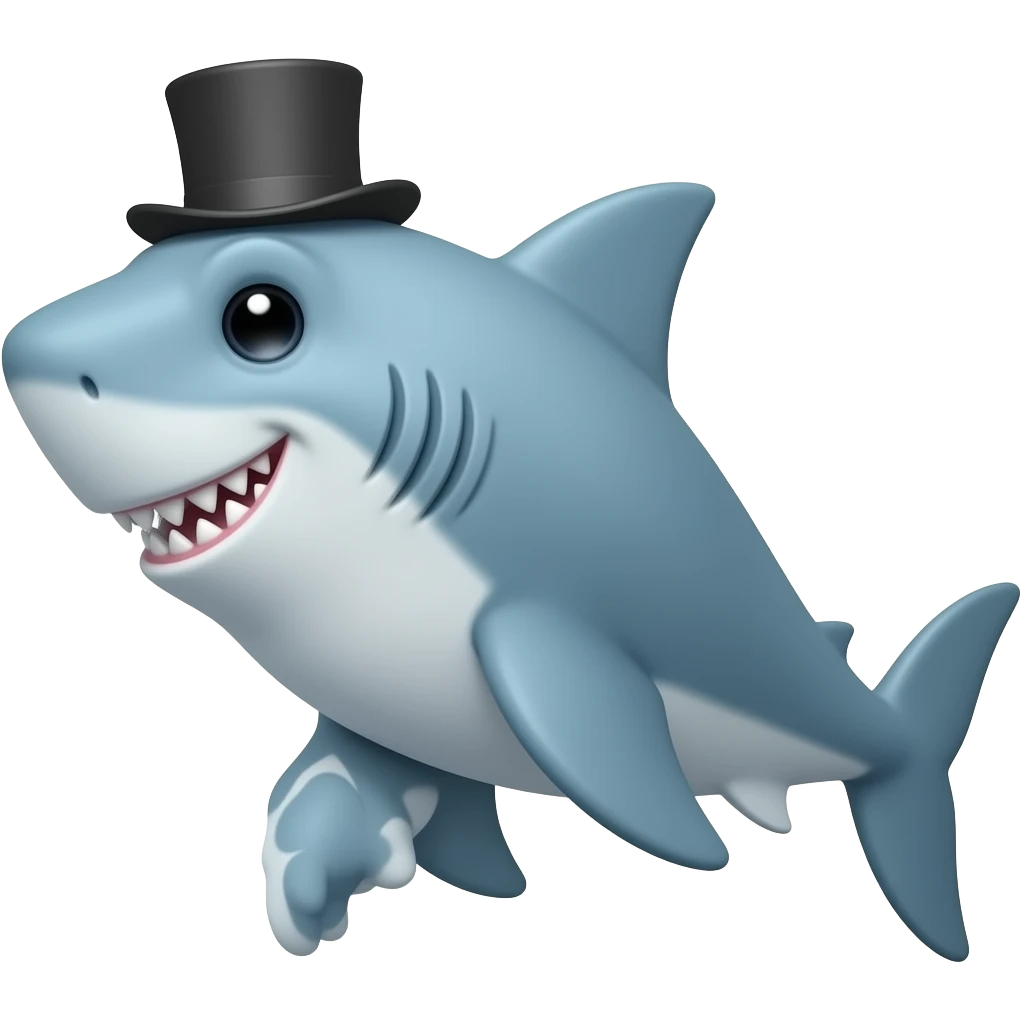 Shark with a top hat emoji