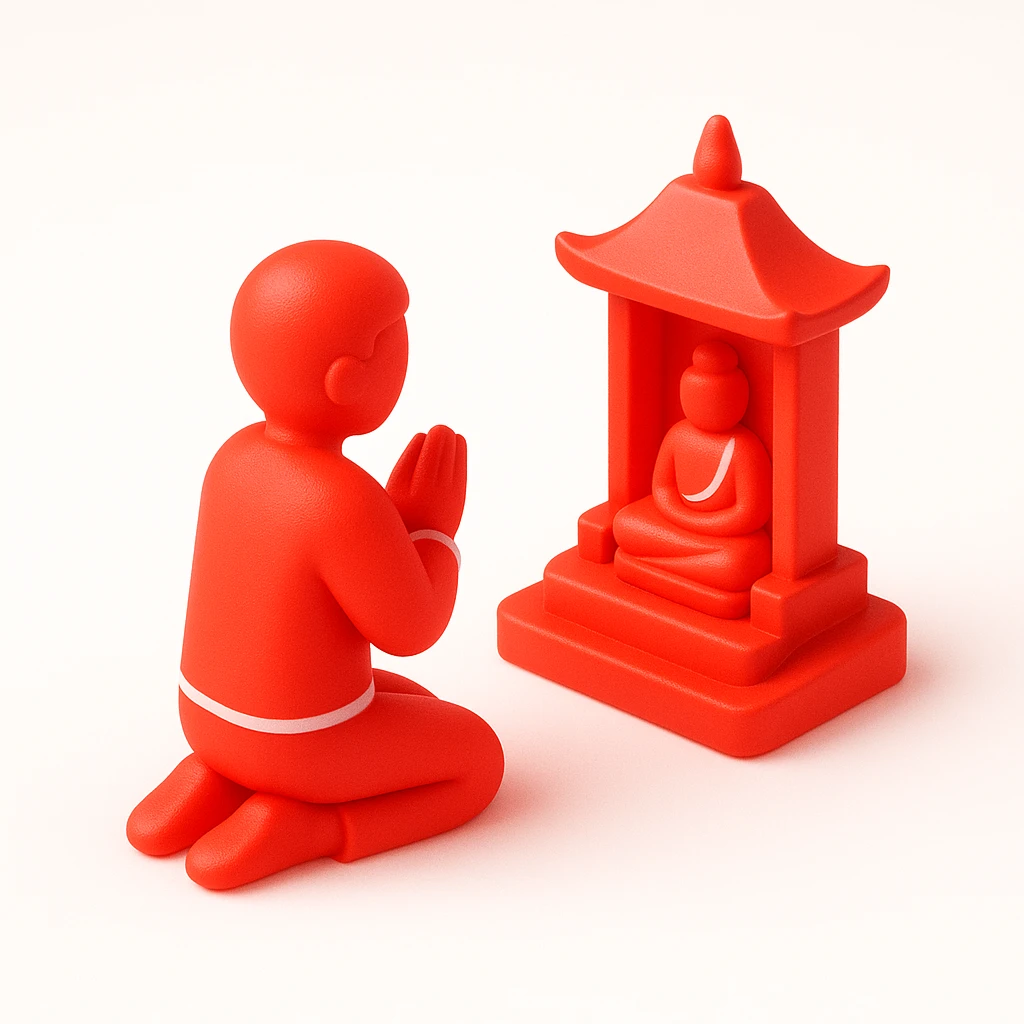 people praying in a Buddhist temple emoji