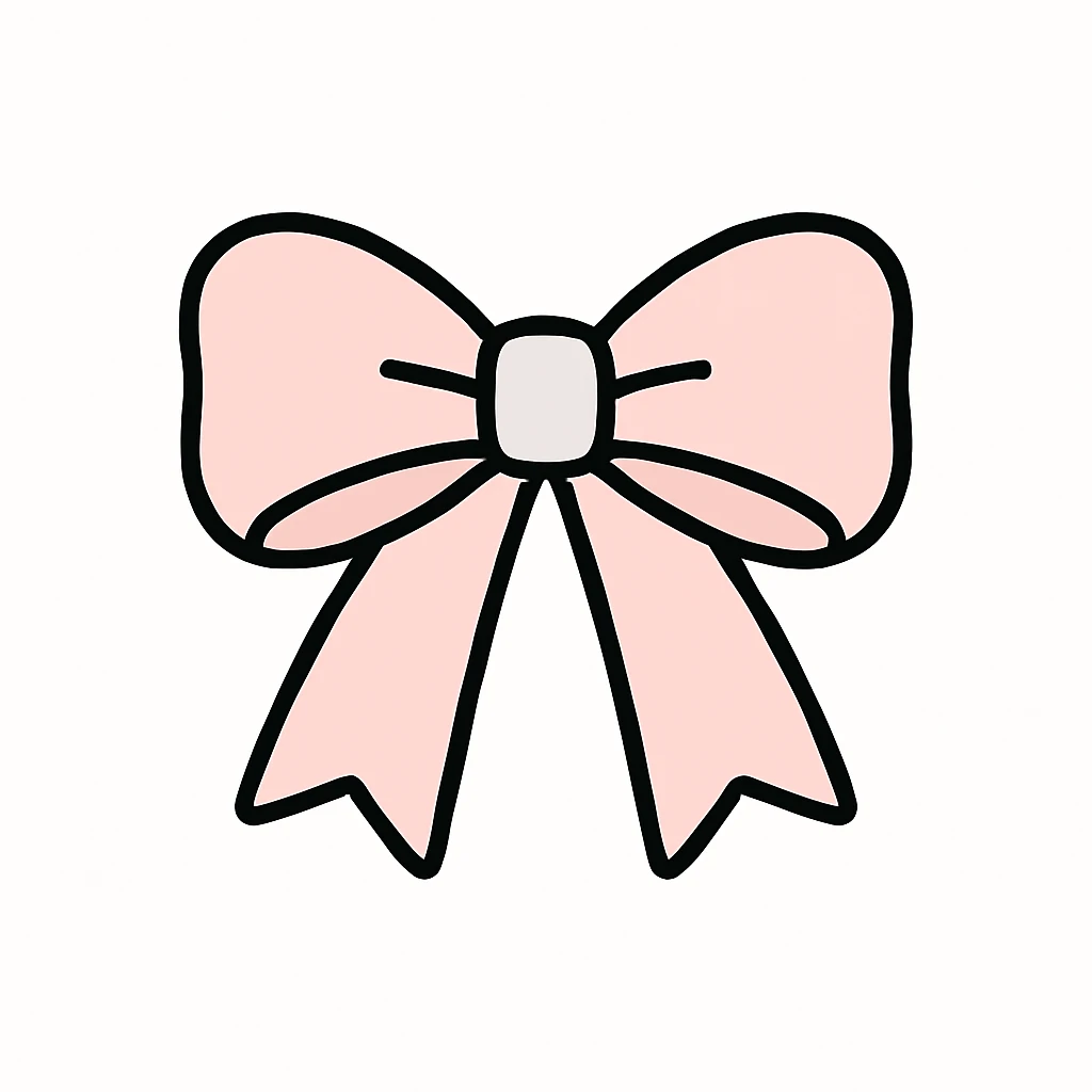 a pale pink ribbon, tied in a bow emoji