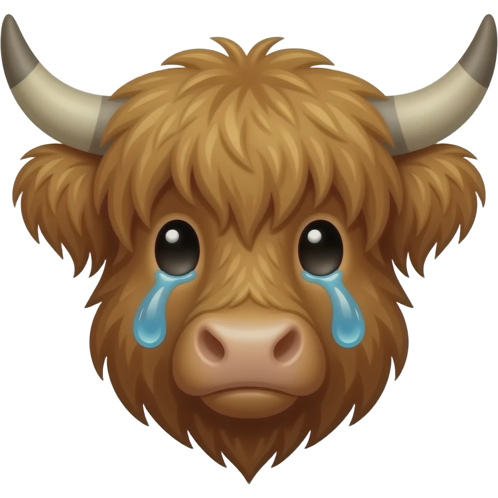 highland cow face cry emoji