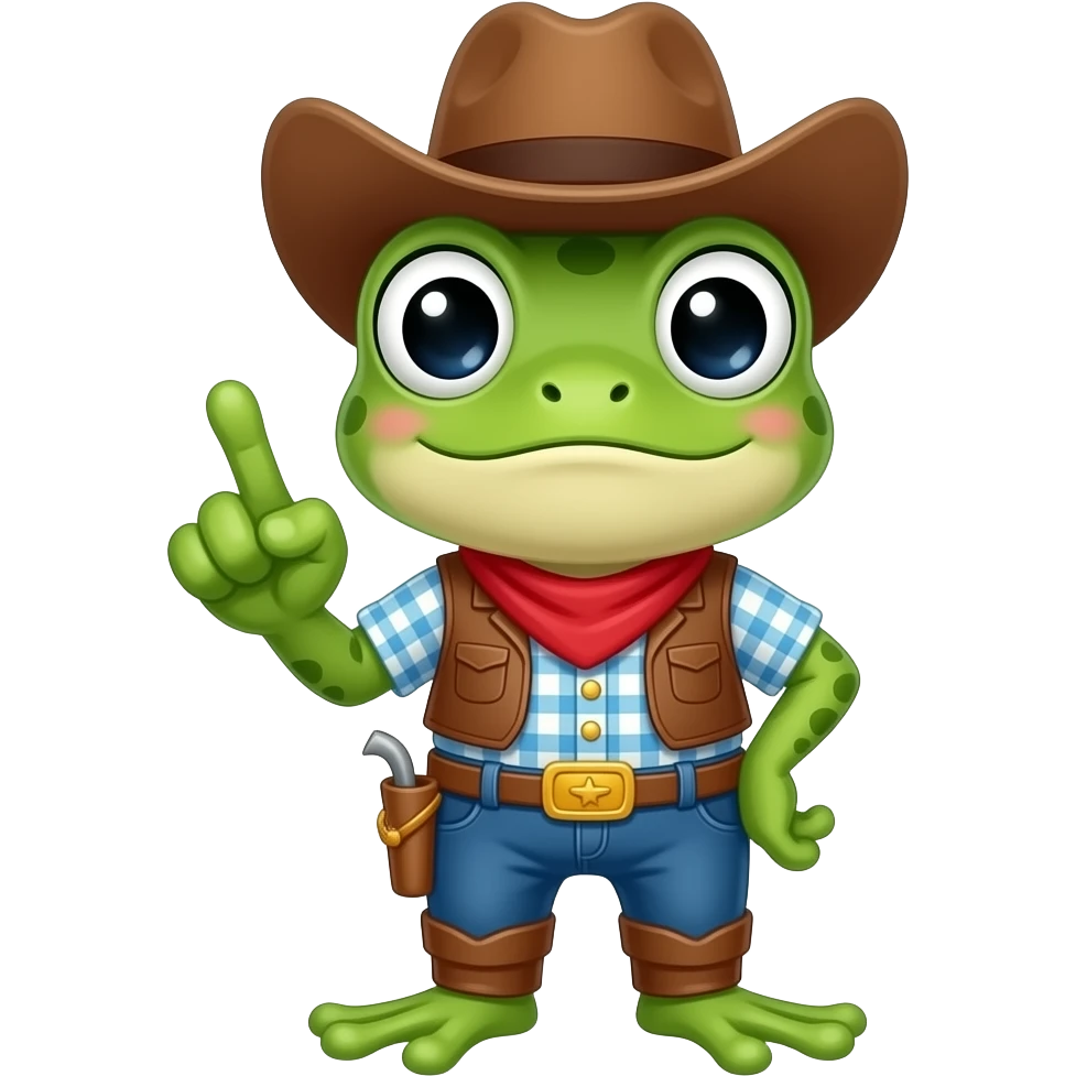 cute cowboy frog sticking up middle finger emoji