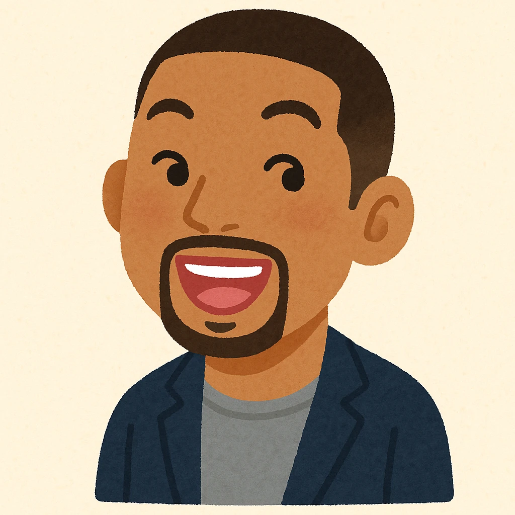 Will Smith's head in Irasutoya style, expressive face, clean lines, light background, playful look emoji