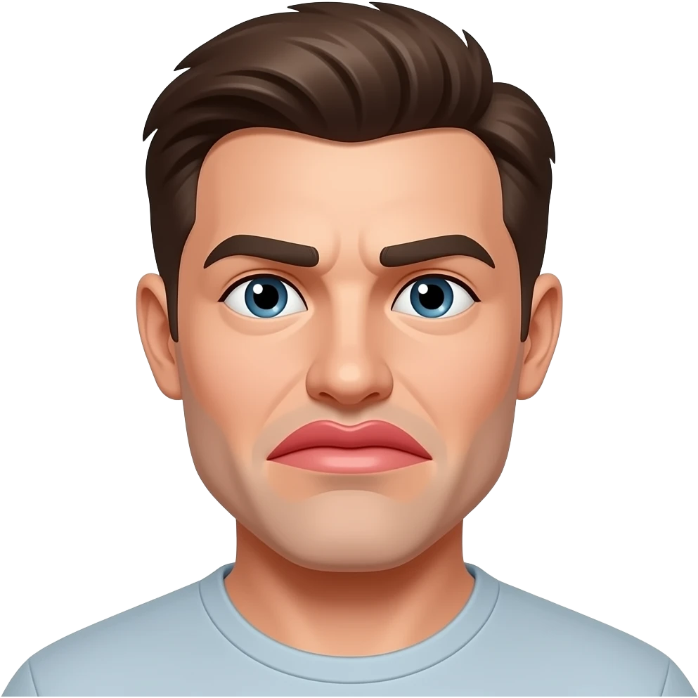 Make his lips like his laughing but holding it emoji