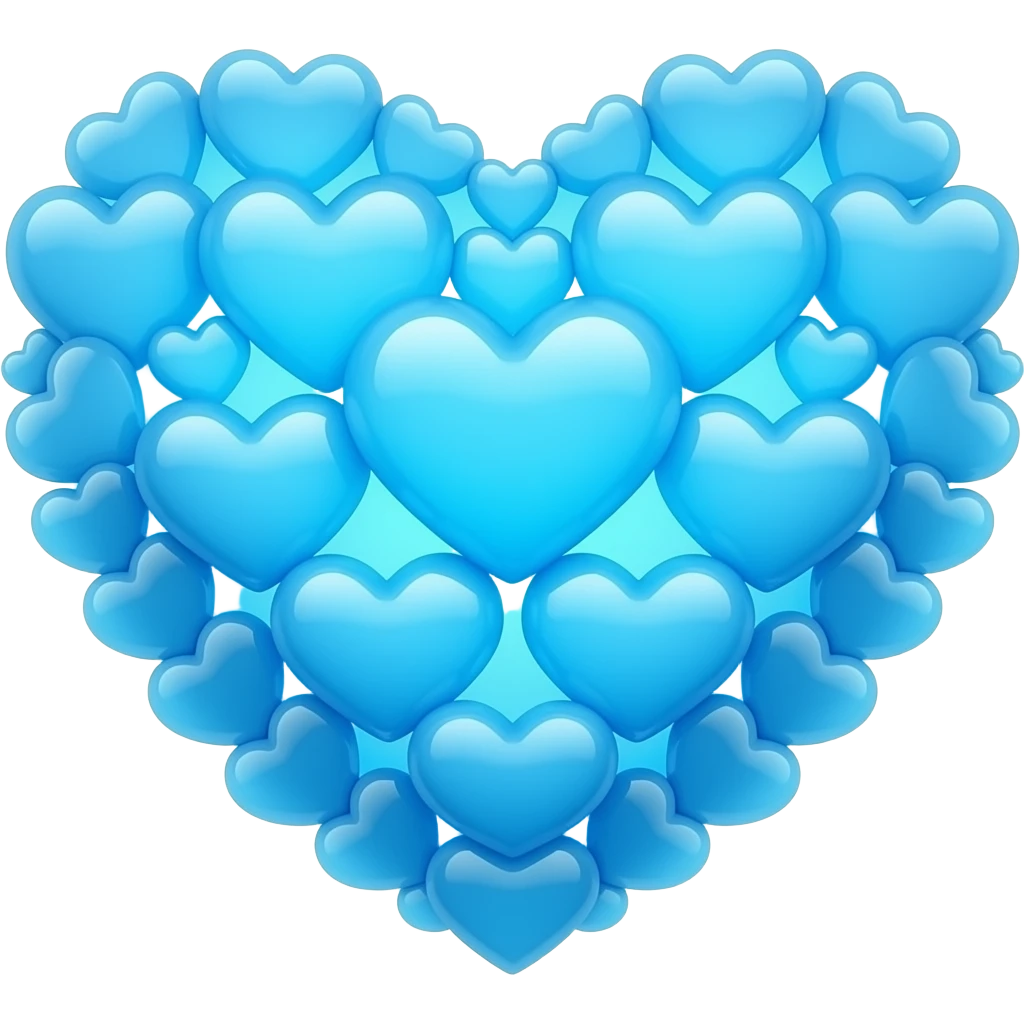 2D heart made of blue light hearts🩵 emoji