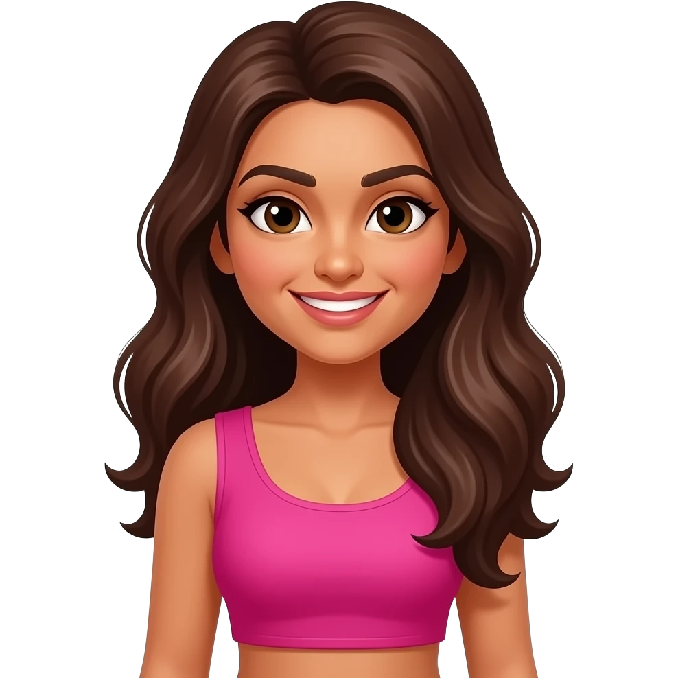 an Indian baddie wearing hot pink with long brown hair emoji