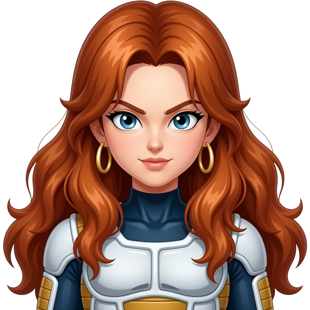 auburn long bushy voluminous haired female android 21 dragon ball fighterz emoji