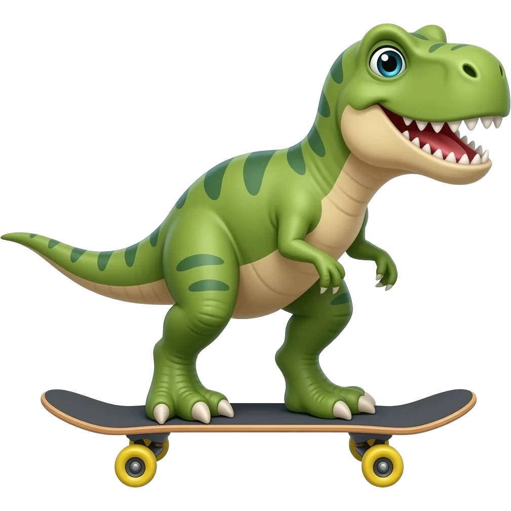 Dinosaur on a skateboard emoji