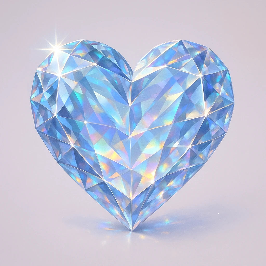 heart with a crystal gem effect, digital illustration emoji