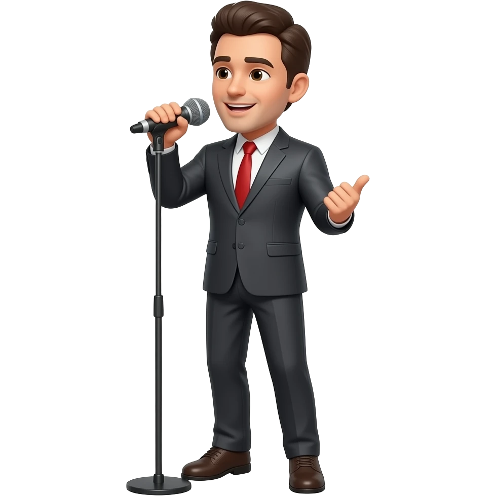 man cantando con microfono full body emoji