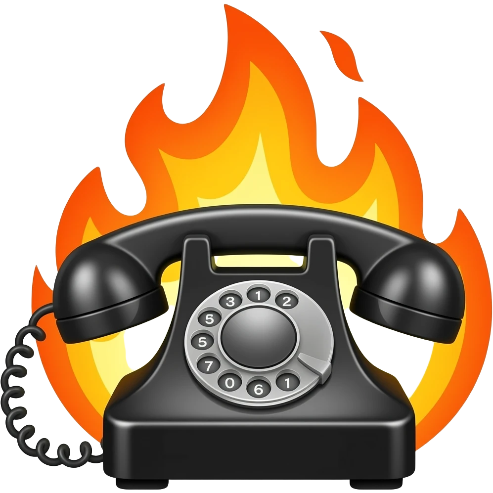 Classic Telephone on fire emoji