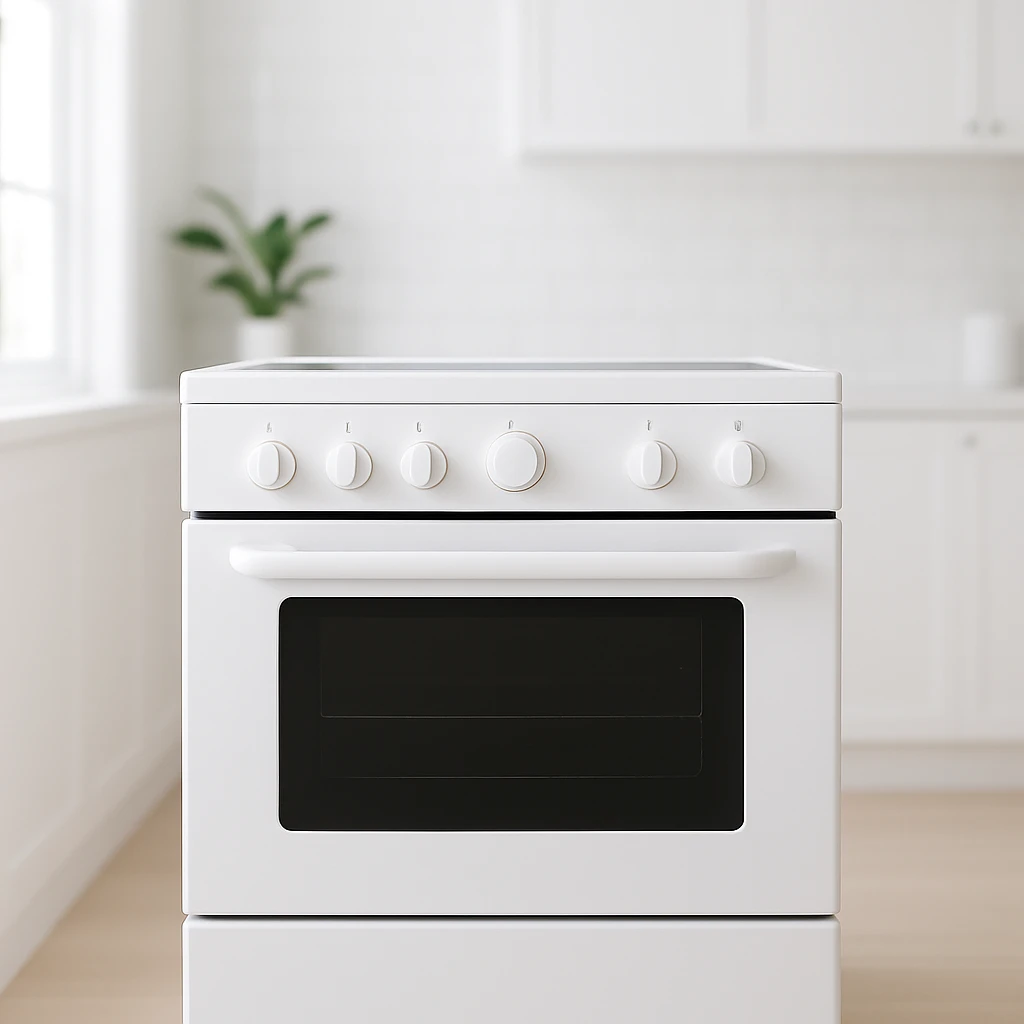 white kitchen oven, clean and modern, minimal details emoji