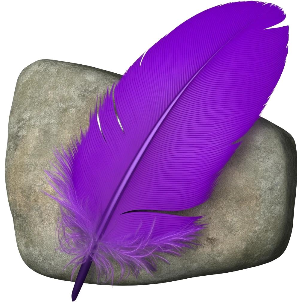 purple feather on a stone emoji