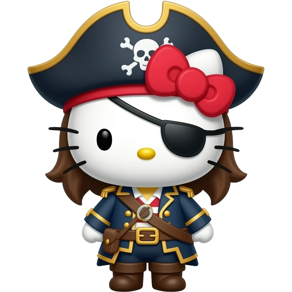 hello kitty disfrazada de capitan john Silver de la isla del tesoro emoji