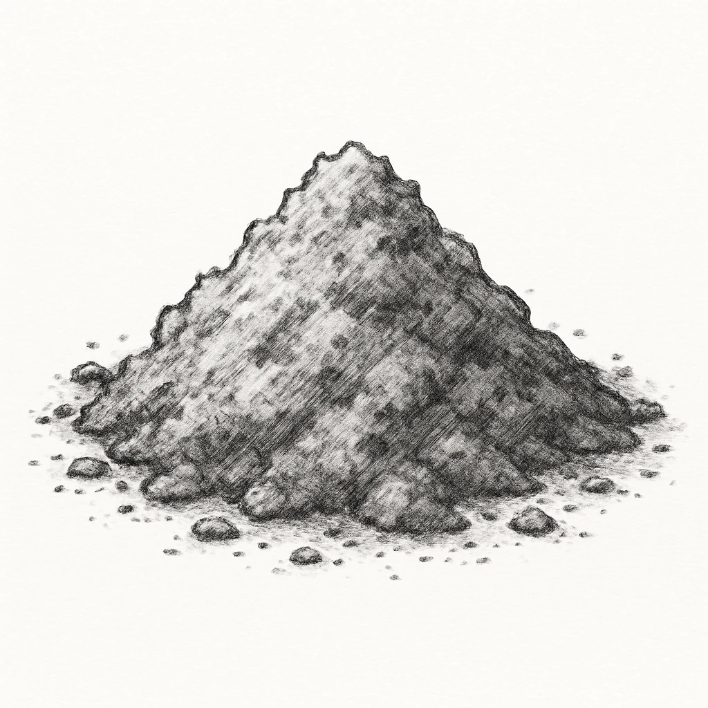 Сгенерируй кучку пепла серого, в чуть рисованном стиле на  белом фоне. Кучка должна смотреться ярко, объемно emoji