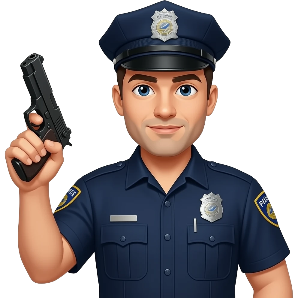 cop, no beard, with handgun emoji