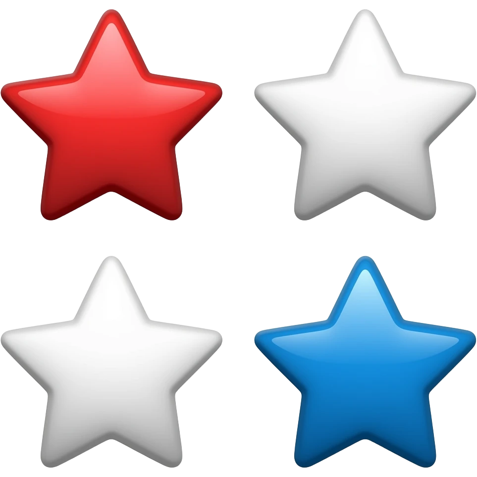 Red star, white star and blue star emoji