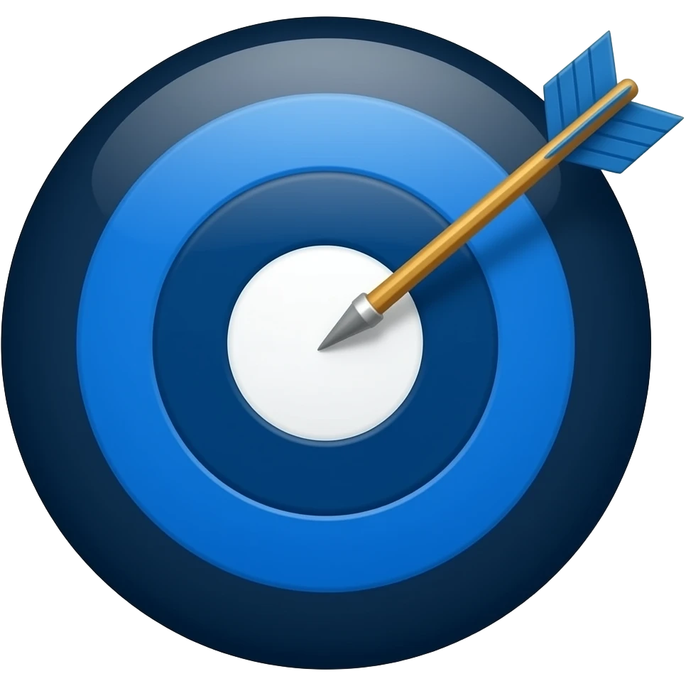 Target with arrow, colors inclide dark blue, deep blue, celestial white emoji