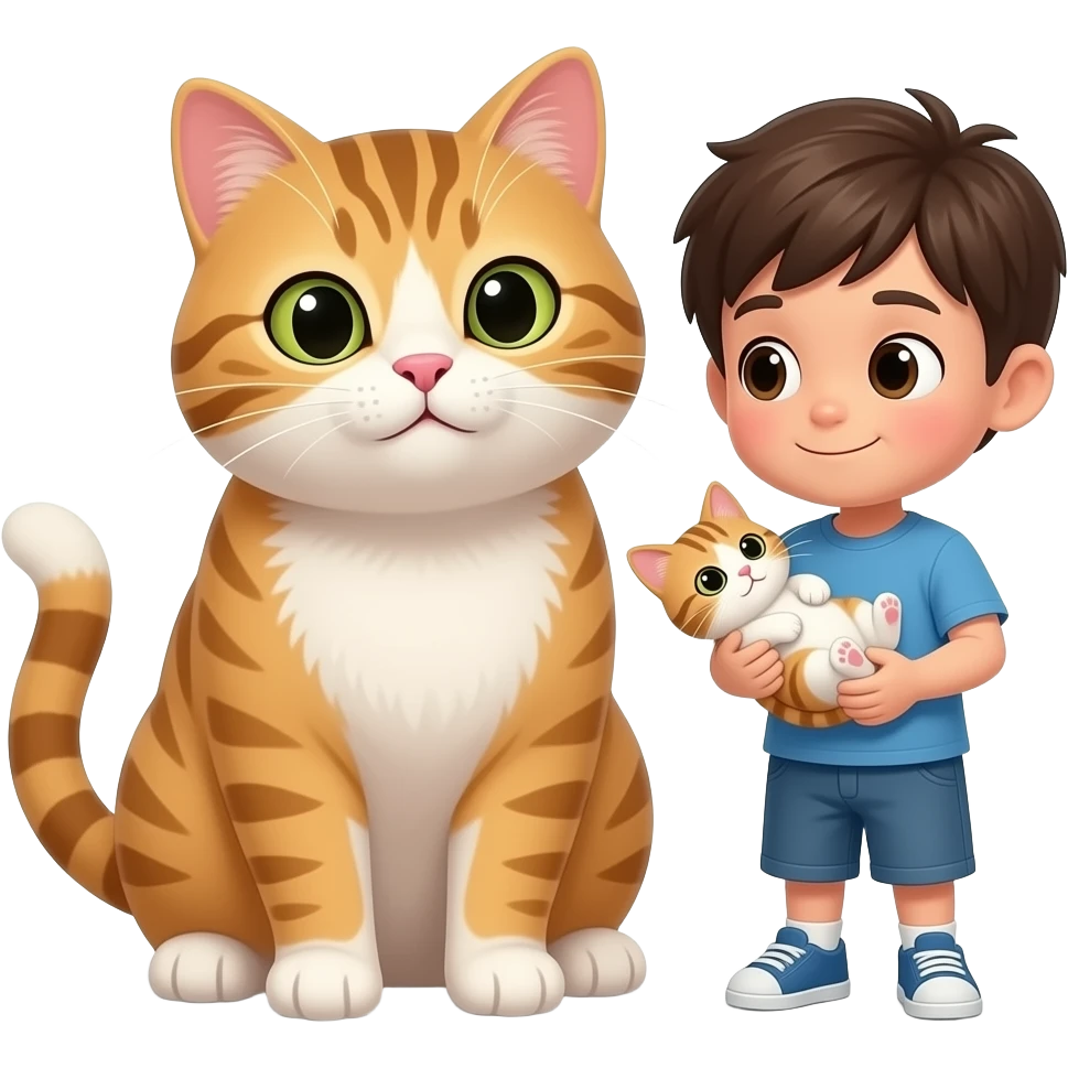 a  big cat and a boy cat haveing a baby emoji