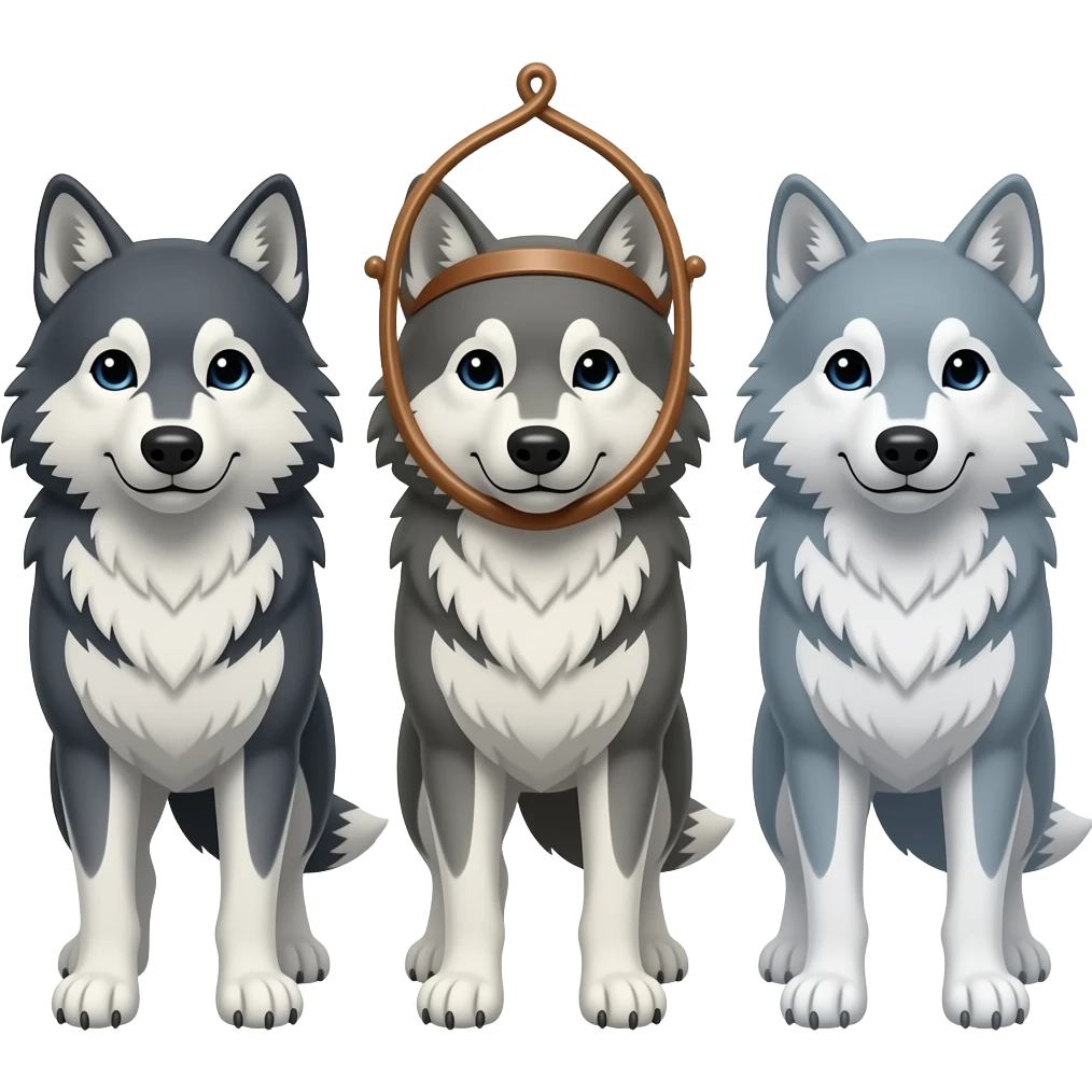 3 lupi di cui uno con fiocco in testa emoji