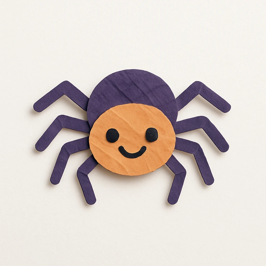 cute spider, paper craft style, folded paper texture emoji