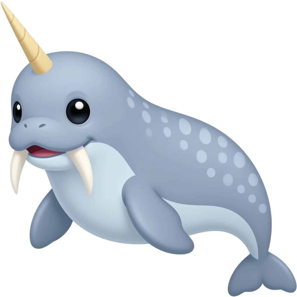 Cartoon 2d narwhal emoji