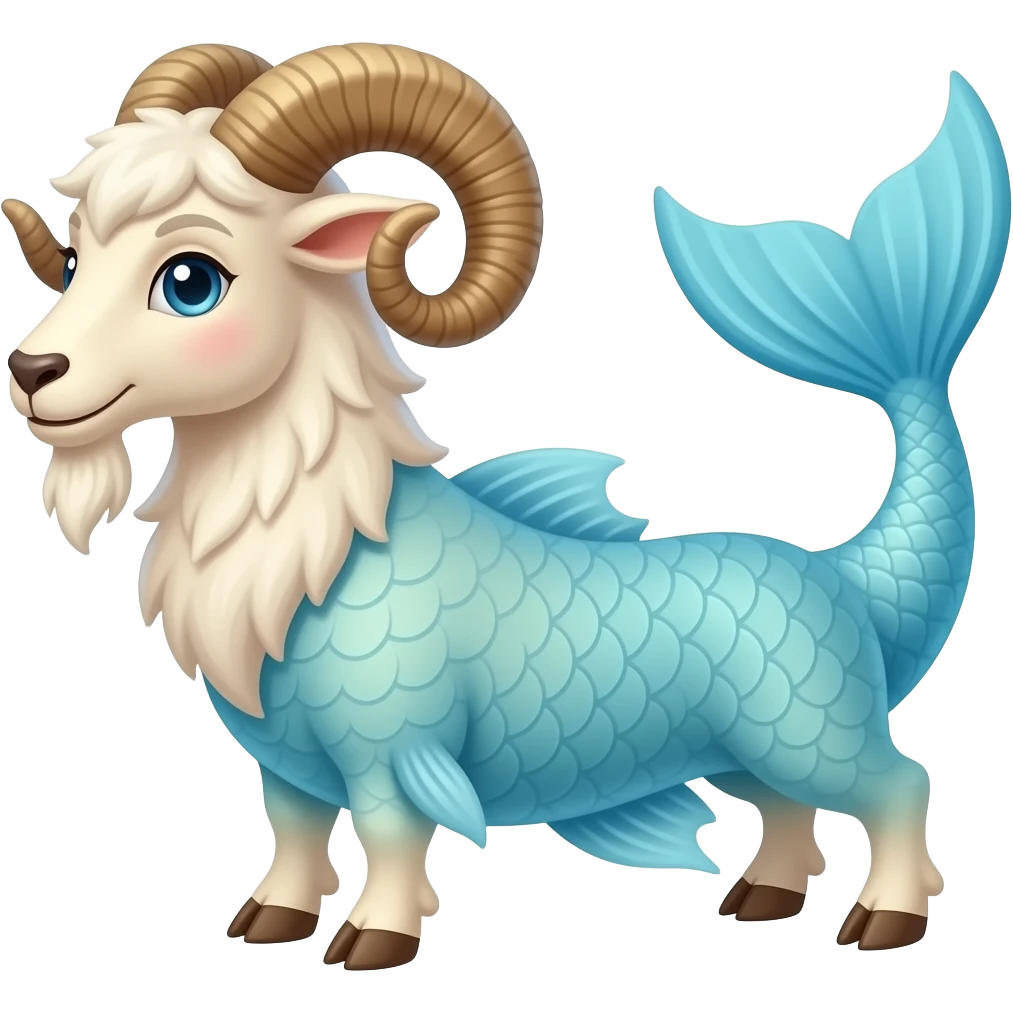 capricorn sea-goat, goat with front legs, no hind legs, mermaid tail emoji
