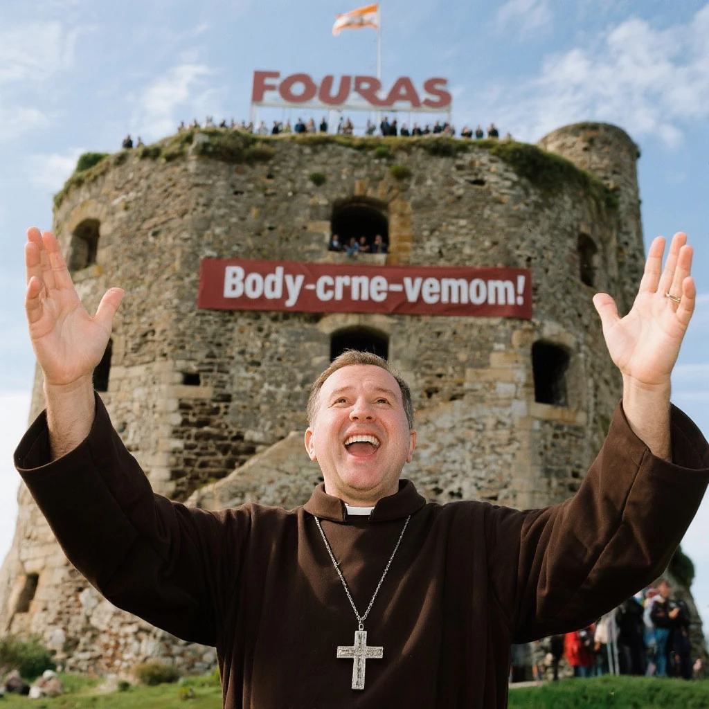 Père fouras  de fort boyard qui cri bienvenue au fort  emoji