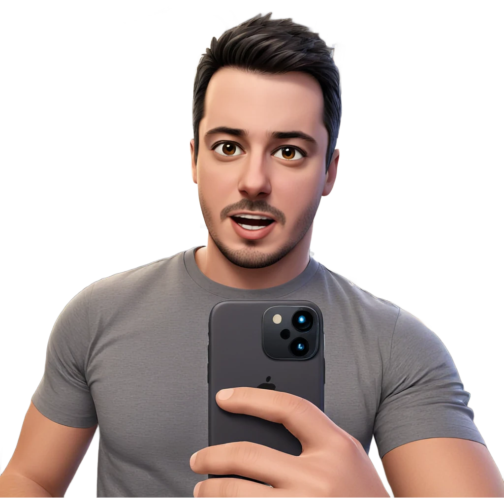 male portrait with phone emoji