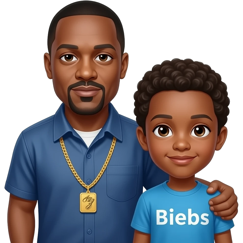 P Diddy with boy with Biebs shirt emoji