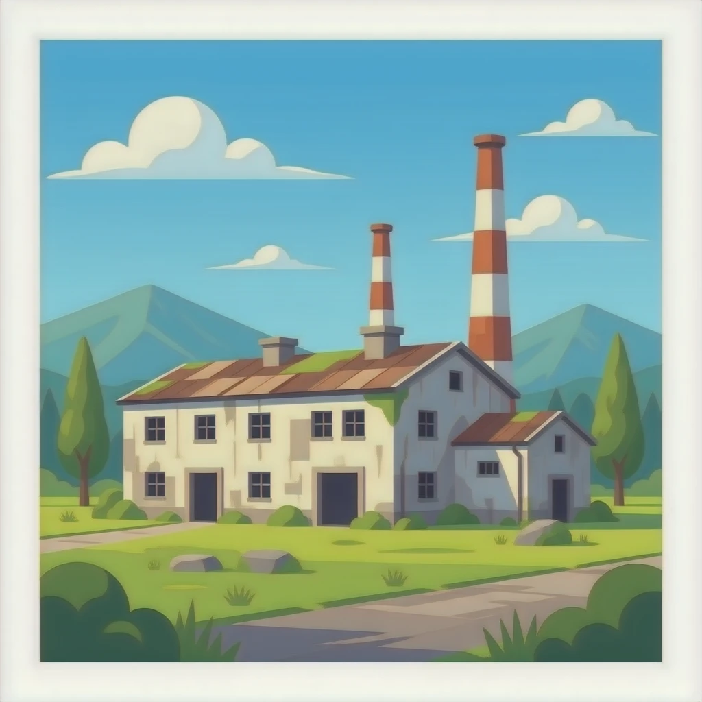 Simple abandoned factory no background emoji