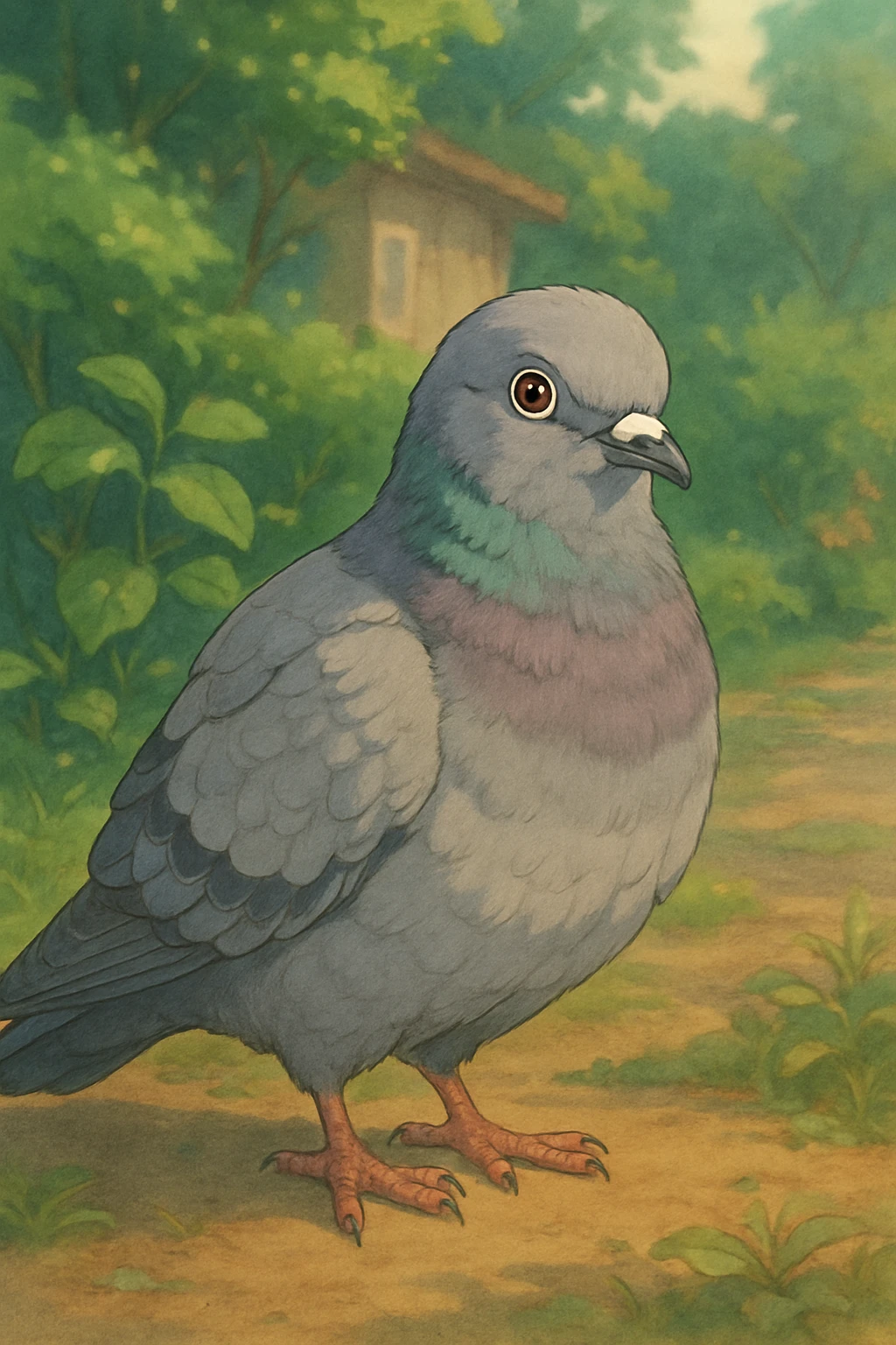 realistic pigeon, ghibli style emoji