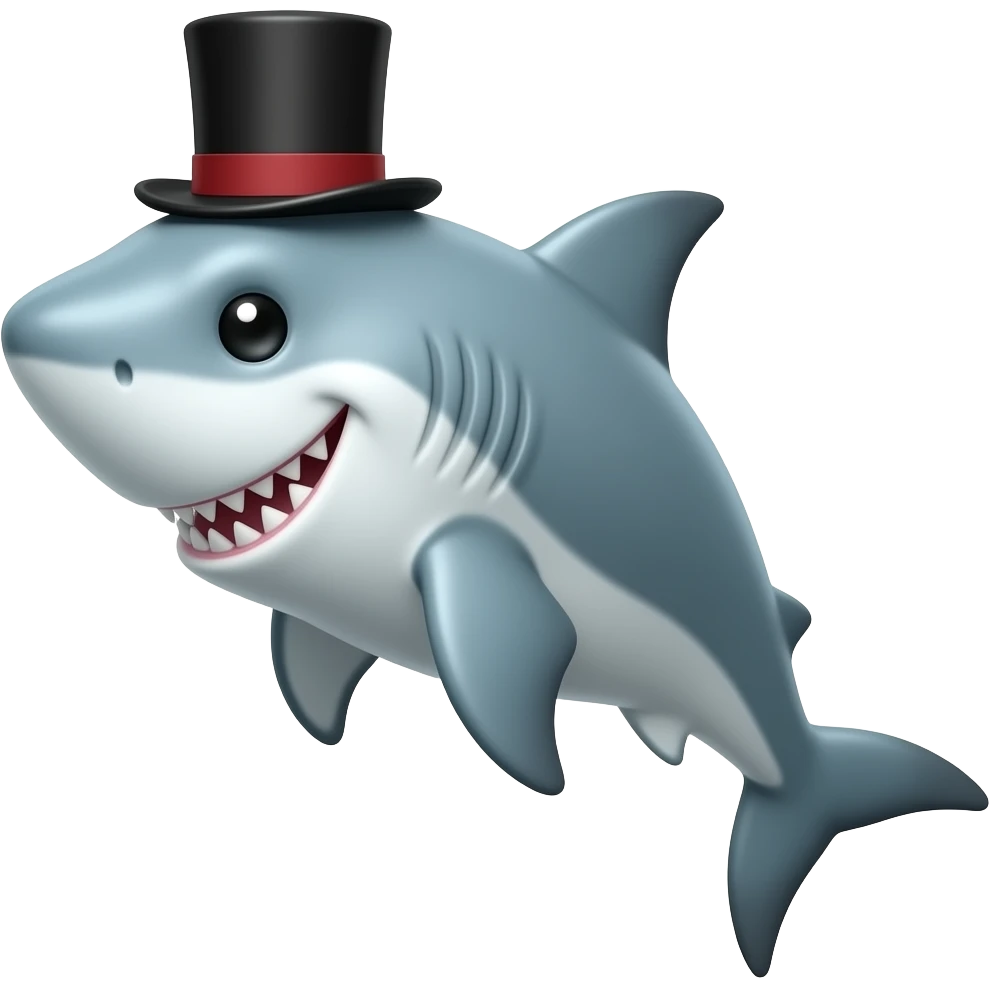 Shark with a top hat emoji