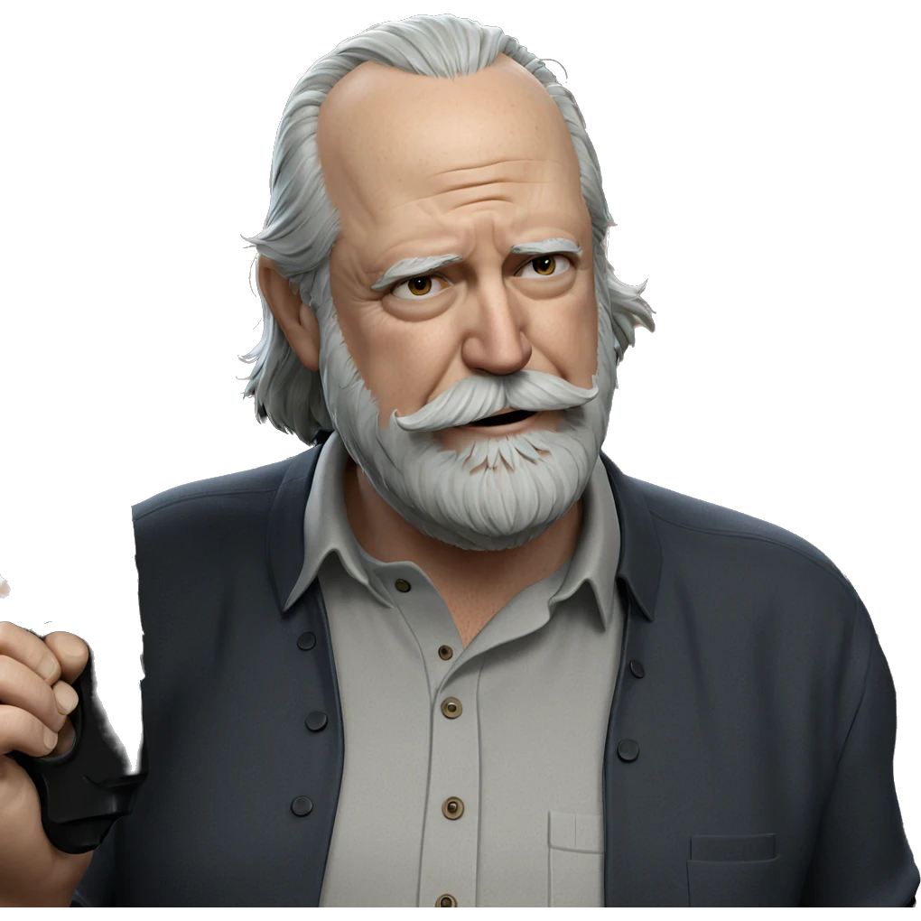 old man holding gun in shirt emoji