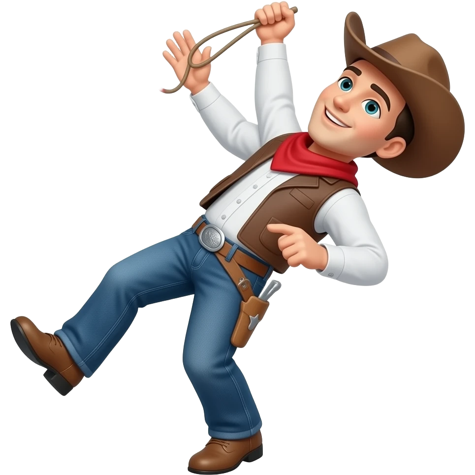 A cowboy man swinging his body back and forth emoji