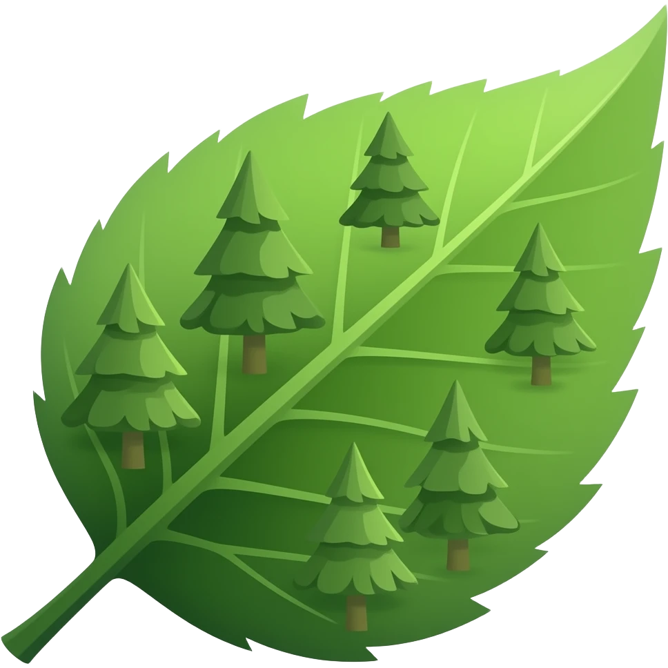 a leaf made of trees emoji