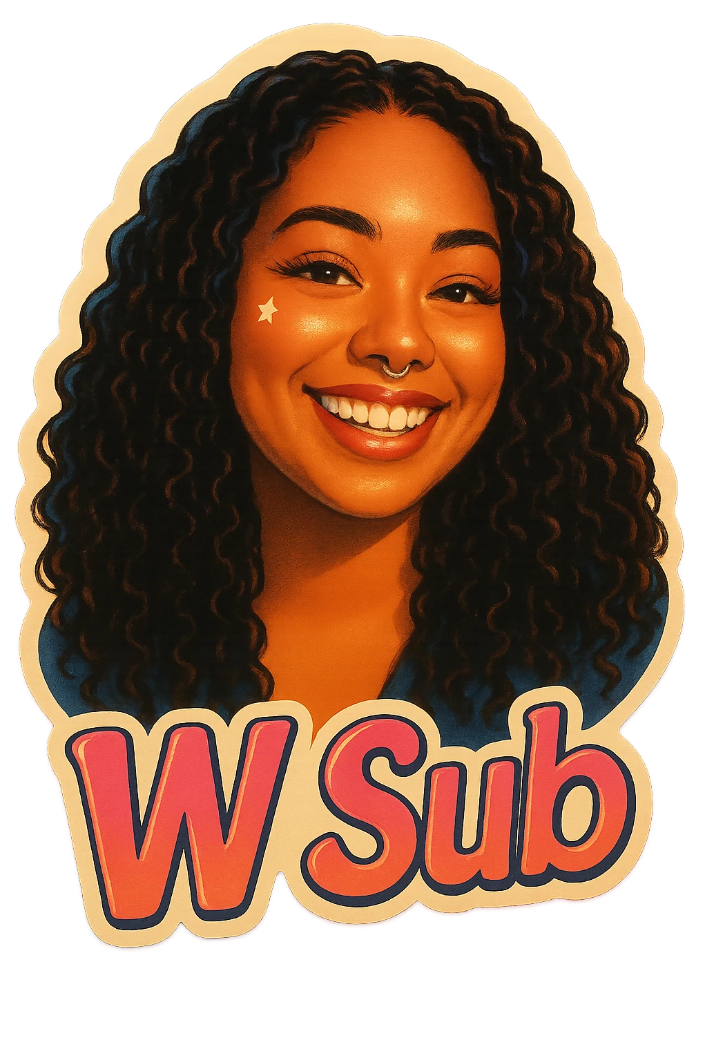 Smiling 
add the words W Sub in pink emoji