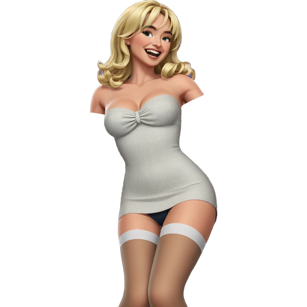 blonde girl in thigh highs emoji