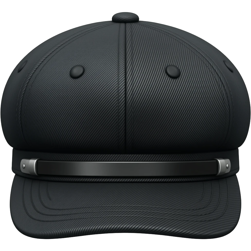 A stylish black flat Brixton fashion cap newsboy’s cap, separated emoji