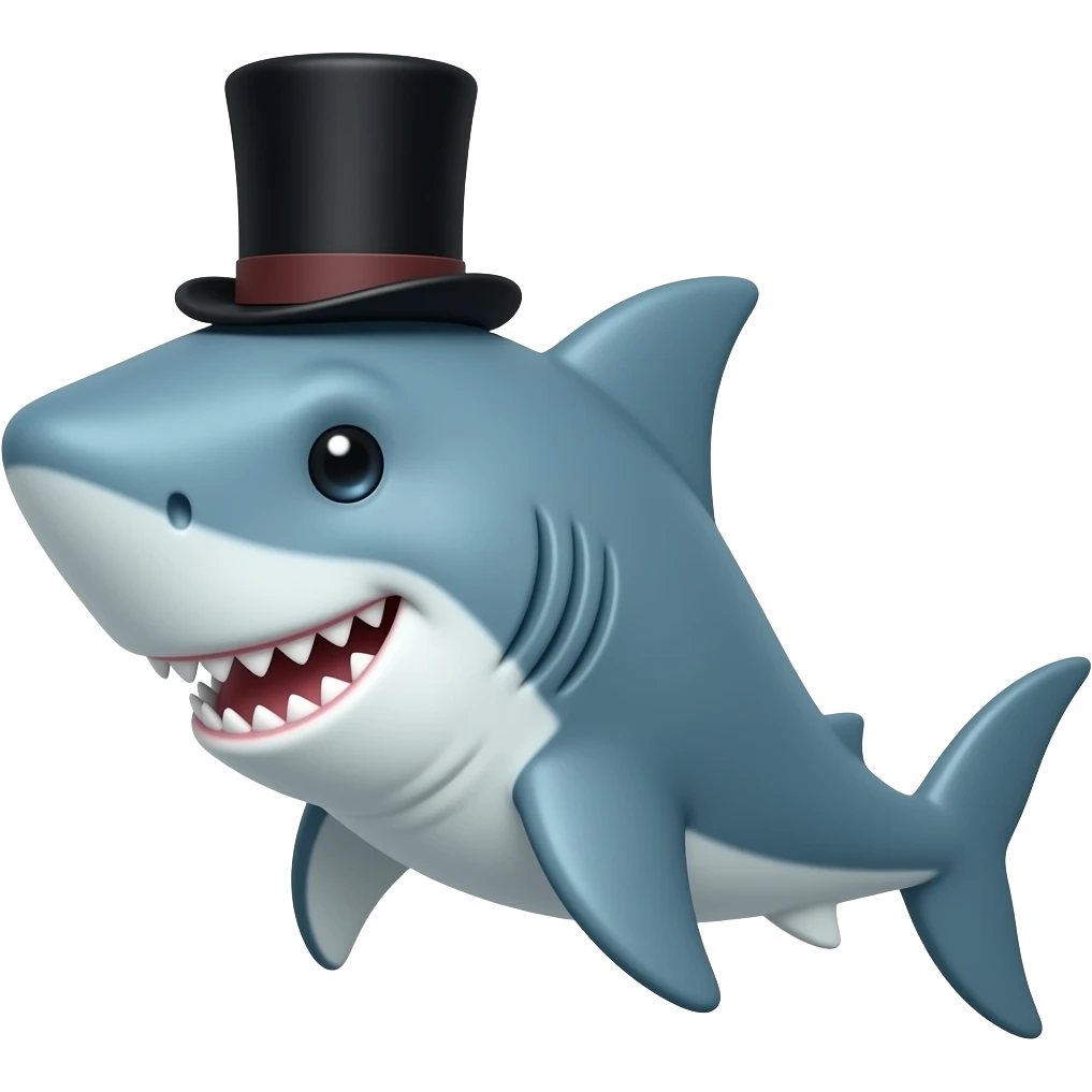 Shark with a top hat emoji