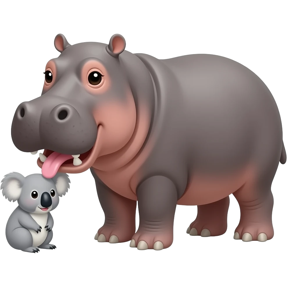 Hippo spitting on koala emoji