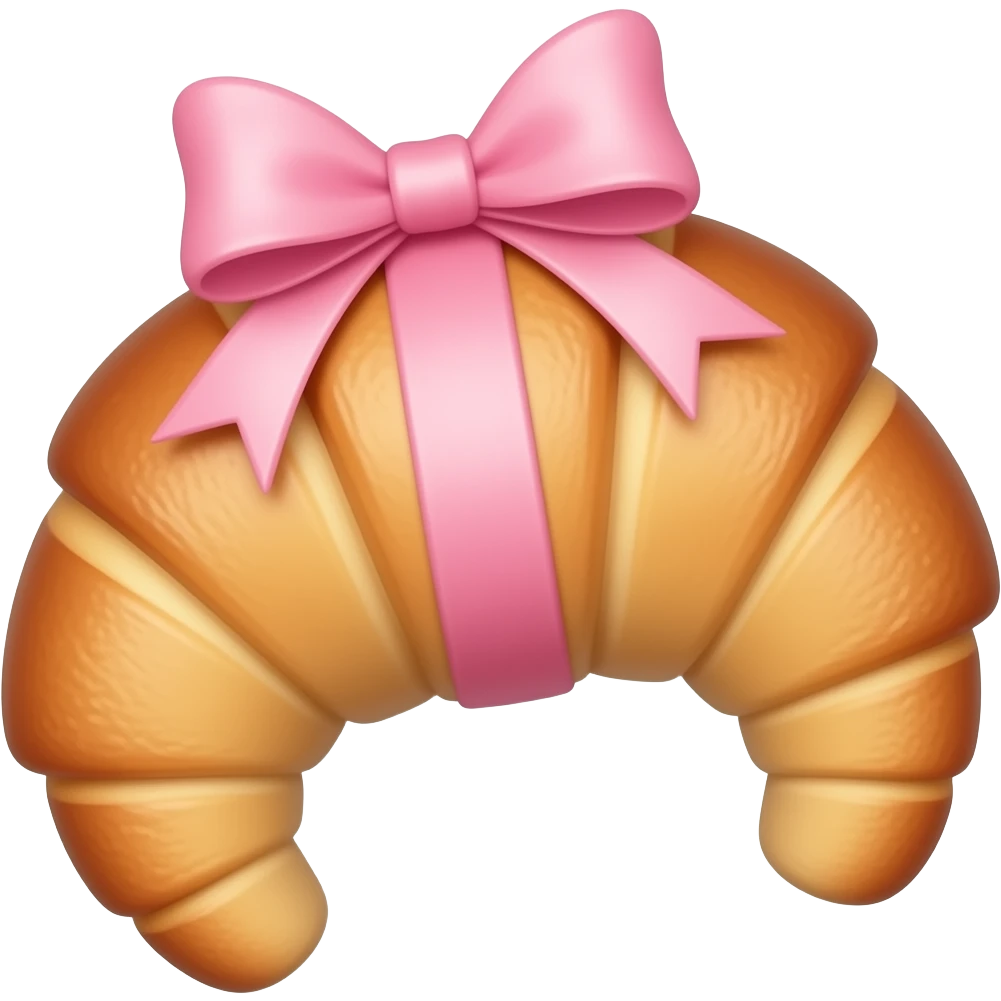 croissant with a light pink bow emoji
