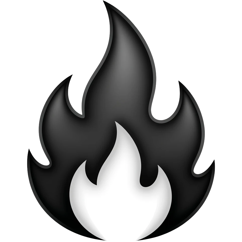 Black Kuwaii fire emoji emoji