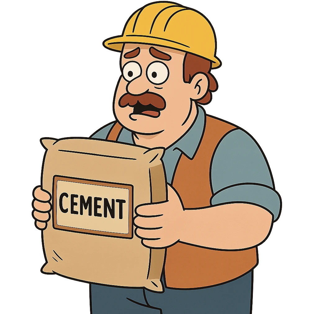 flat cement bag with a label, construction theme emoji