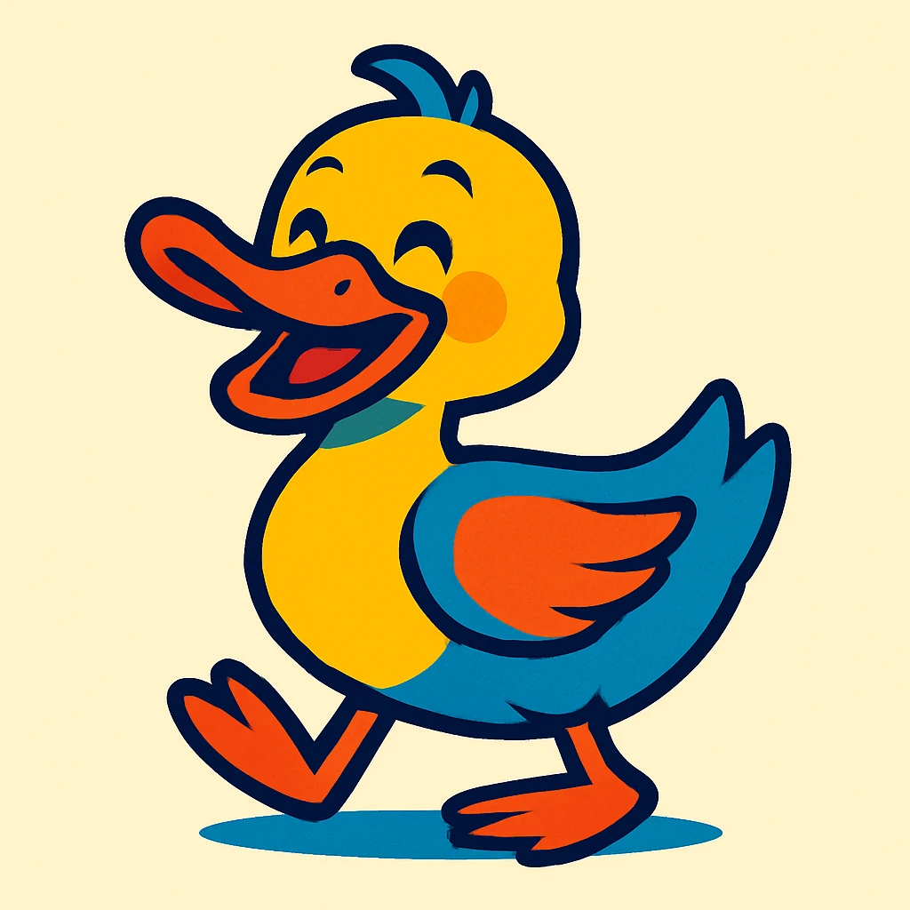 smiling duck, cartoon style, vivid colors emoji