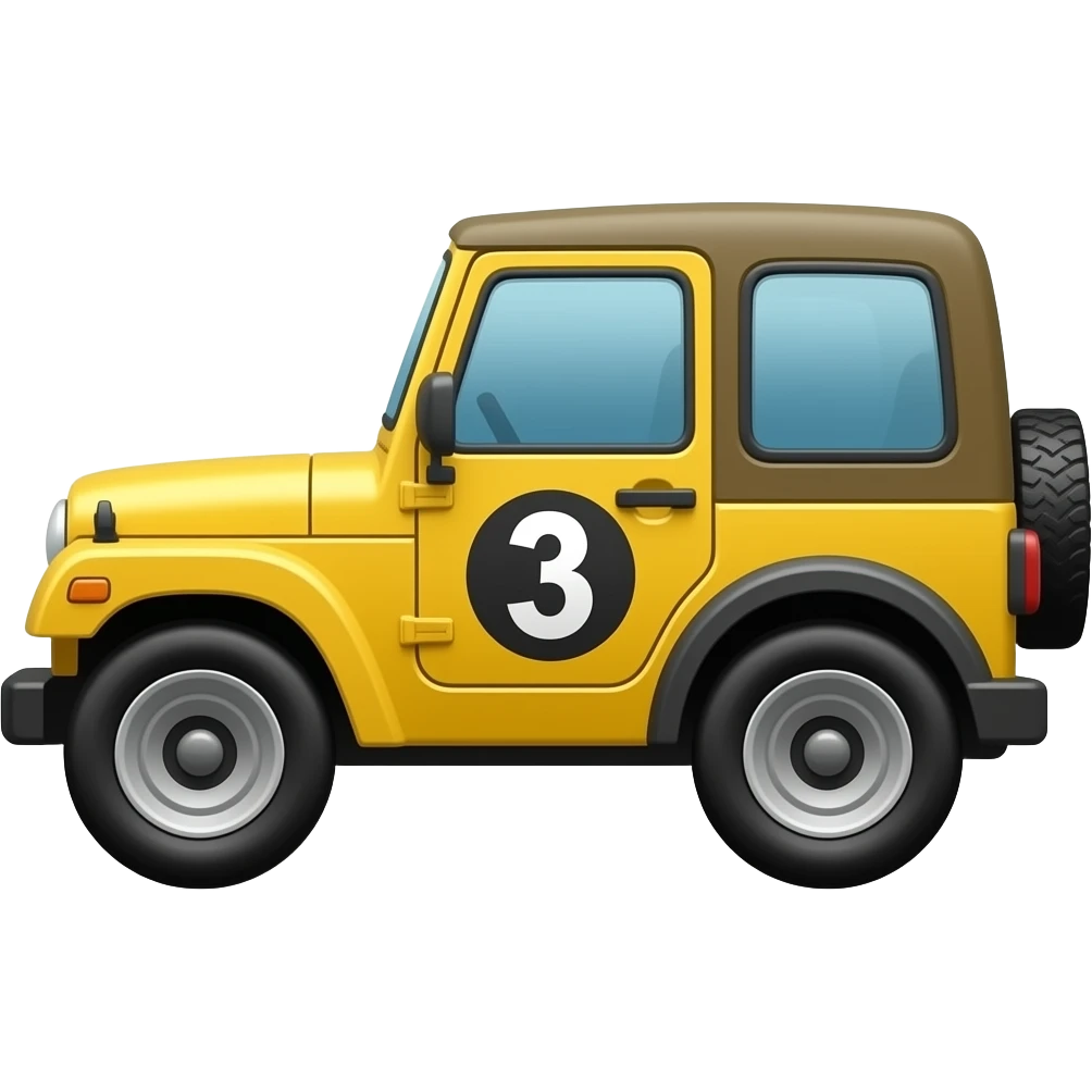 Yellow big jeep with a black number 3 on the side emoji