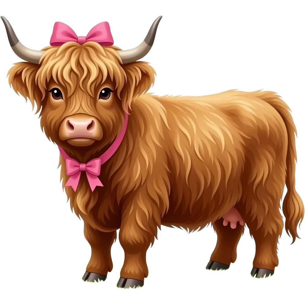 Female Highland cow with pink bows emoji