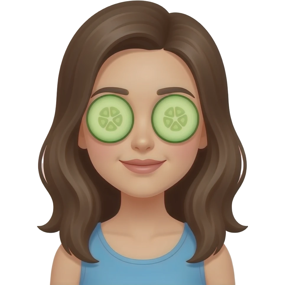spa girl emoji with cucumbers on eyes emoji