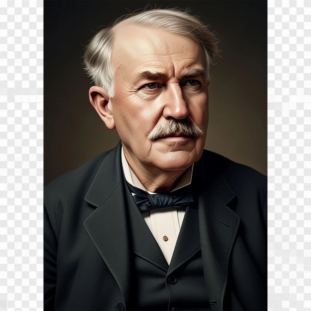 Generate in realistic style Thomas Edison. png on transparent background emoji